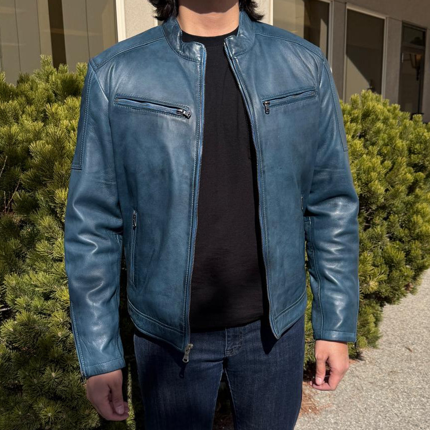 BOL Men's Waxed Sheep Prime Leather Jacket - Boutique of Leathers/Open Road
