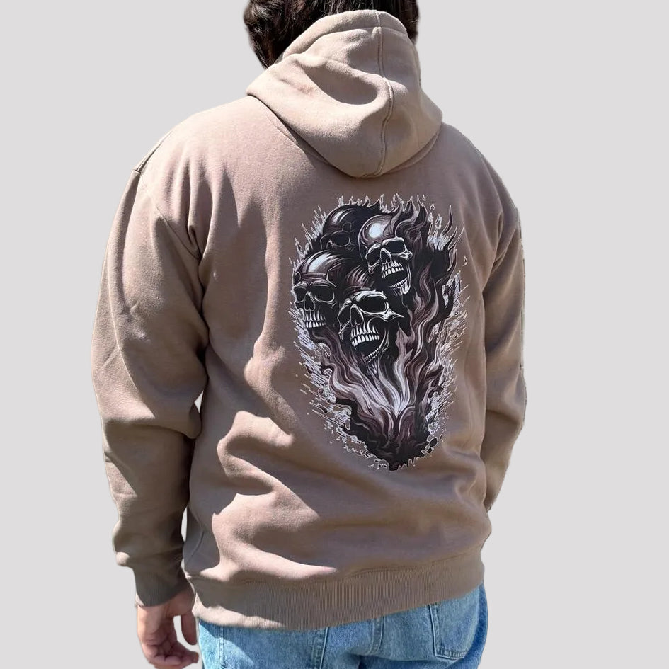 Open Road Men's Four Skulls on Fire Graphic Hoodie