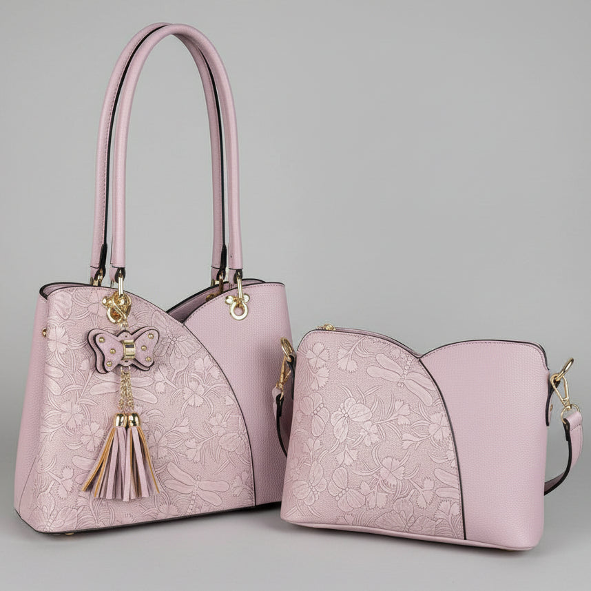 Temptation Italy Faux Leather Shoulder Bag. Butterfly & Floral Embossed Handbag - Boutique of Leathers/Open Road