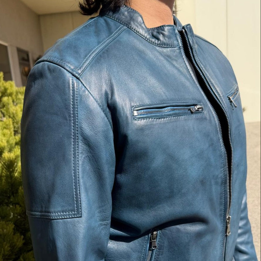 BOL Men's Waxed Sheep Prime Leather Jacket - Boutique of Leathers/Open Road