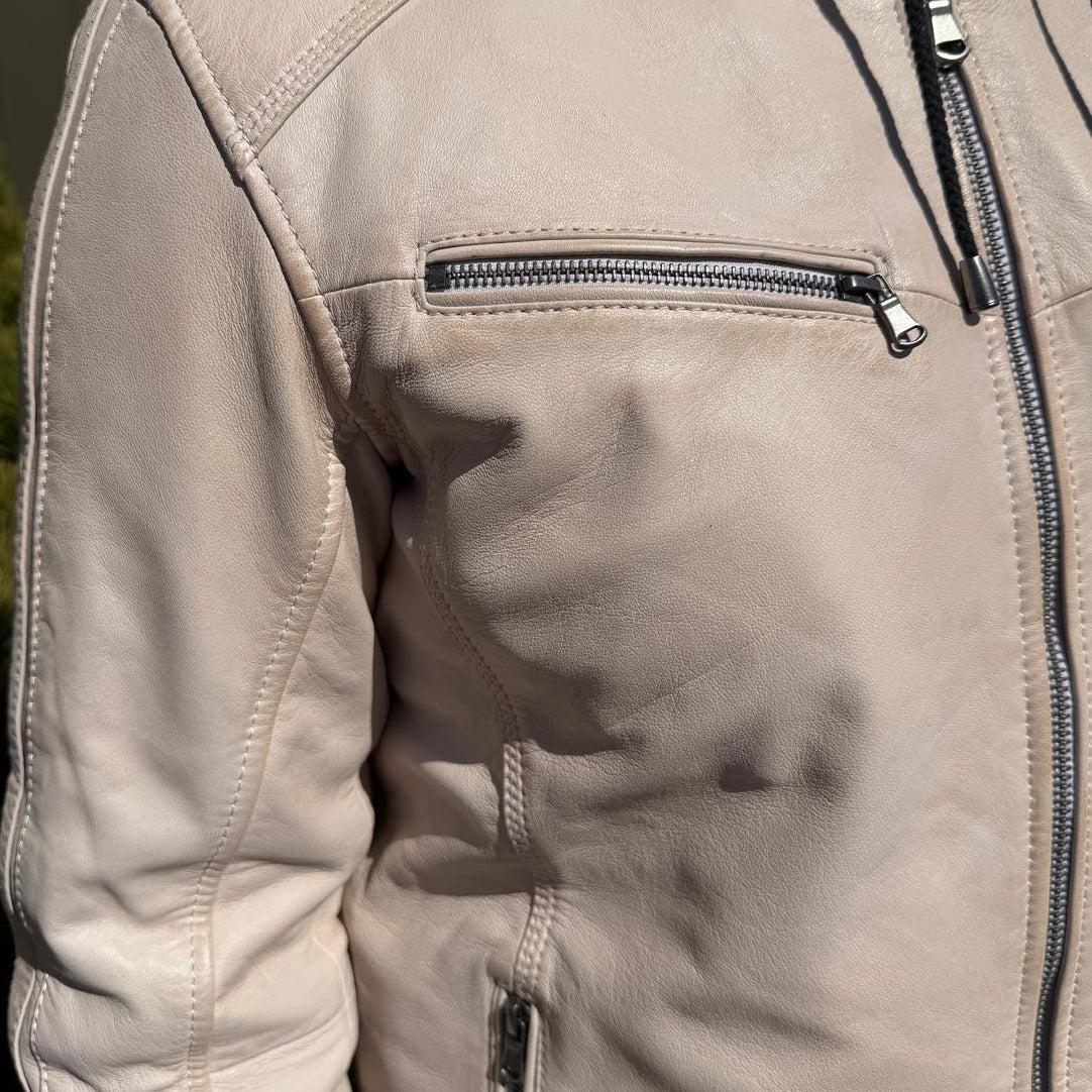 Men’s Hooded Leather Jacket. Sheep Leather Jacket with Removable Hood