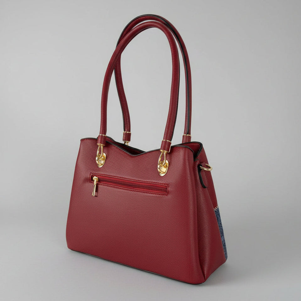 Temptation Italy Multicolor Floral & Dragonfly Embossed Shoulder Bag. Vegan Faux Leather Handbag