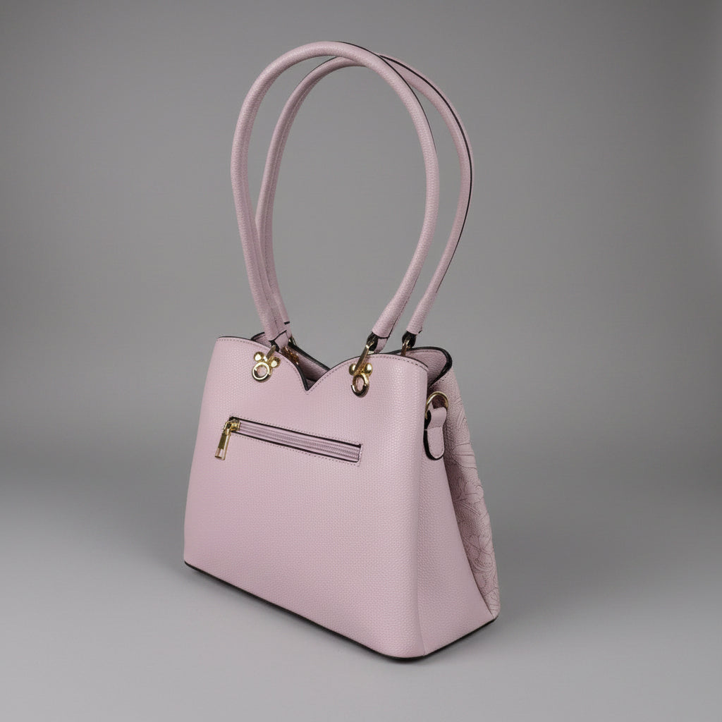 Temptation Italy Faux Leather Shoulder Bag. Butterfly & Floral Embossed Handbag
