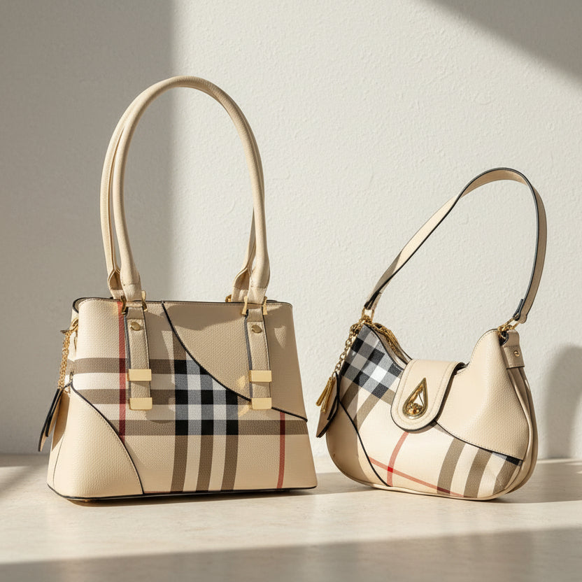 Temptation Italy Small Plaid Faux Leather Shoulder Bag | Crescent Handbag