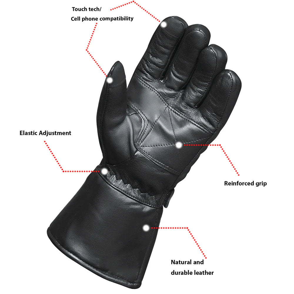 Open Road Men's Leather Motorcycle Gloves w/ Rain Cover