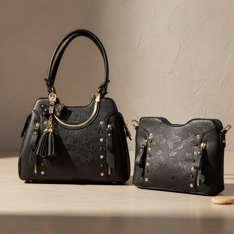 Temptation Italy Small Faux Leather Crossbody. Floral & Butterfly Embossed Bag - Boutique of Leathers/Open Road