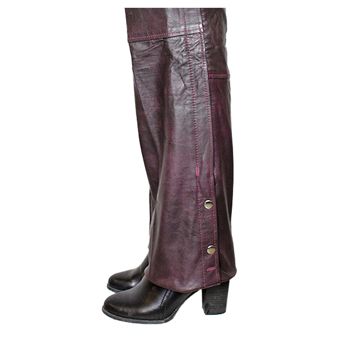 Open Road Women's Dark Purple Wash Leather Chaps
