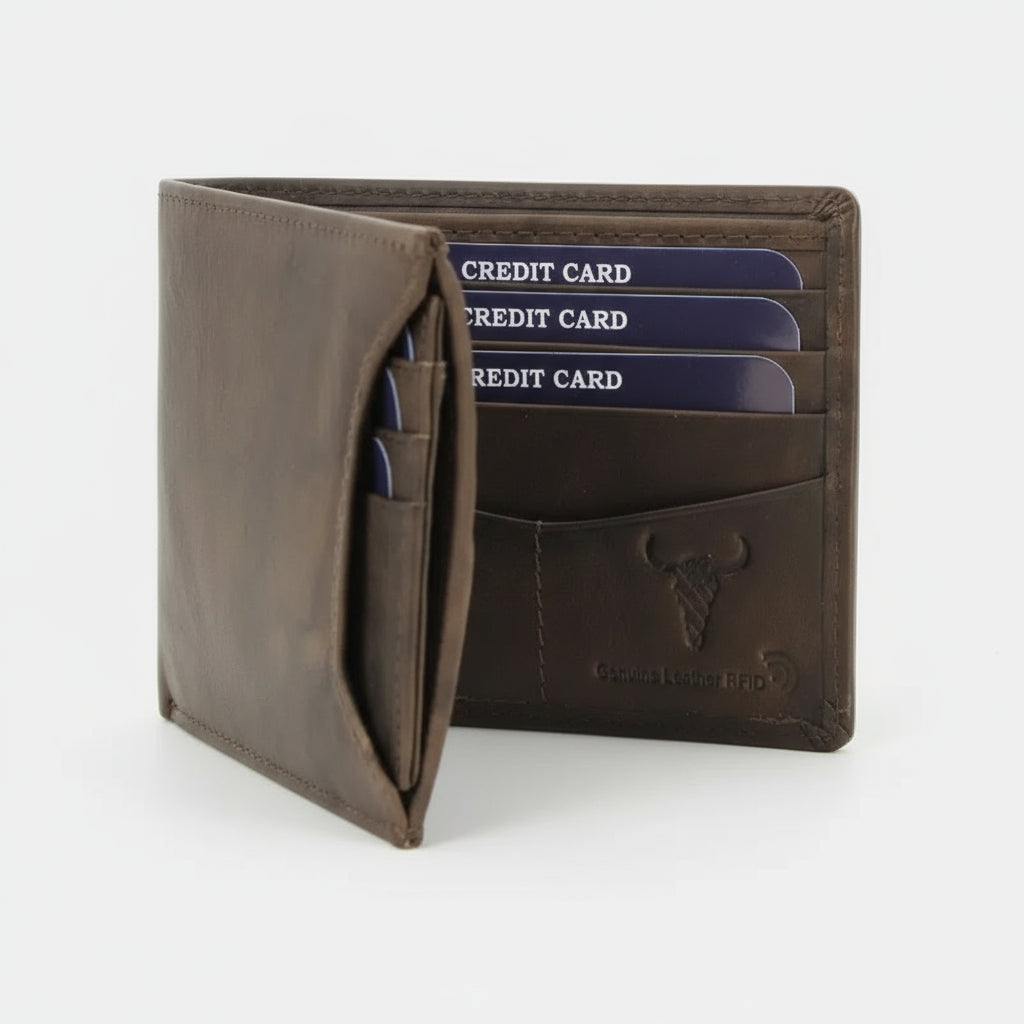 Men's RFID Bifold Wallet with Removable Card Sleeve - Boutique of Leathers/Open Road