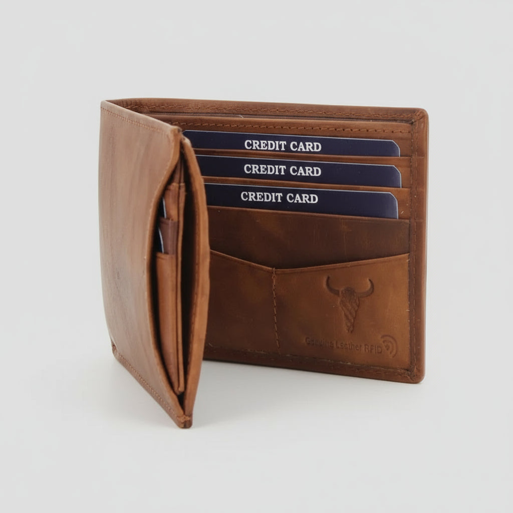 Men's RFID Bifold Wallet with Removable Card Sleeve - Boutique of Leathers/Open Road