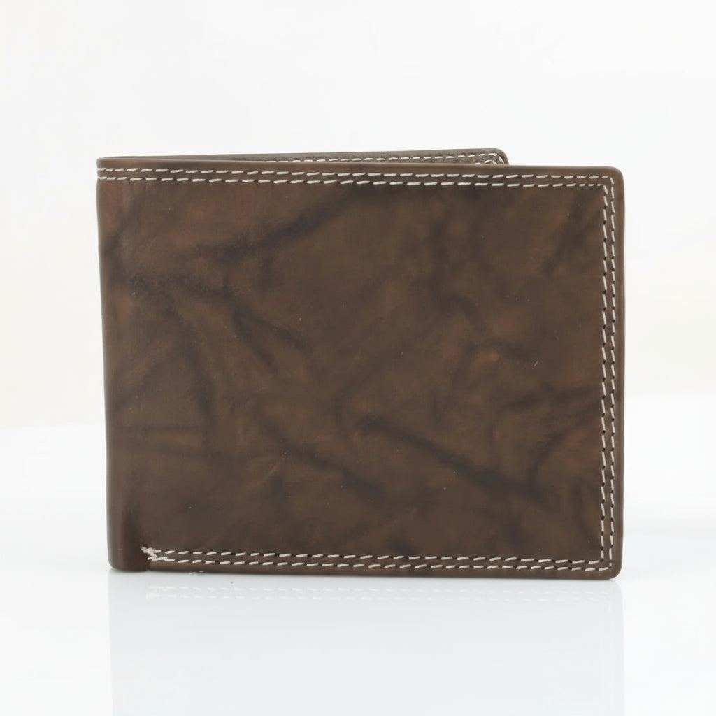 Men's Oil Pull Up Top Flap Bifold Wallet - Boutique of Leathers/Open Road