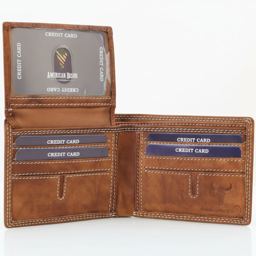 Men's Oil Pull Up Top Flap Bifold Wallet - Boutique of Leathers/Open Road