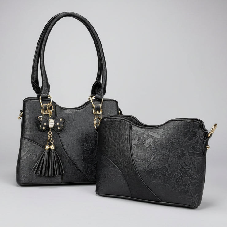 Temptation Italy Small Faux Leather Crossbody. Floral & Dragonfly Embossed Bag - Boutique of Leathers/Open Road