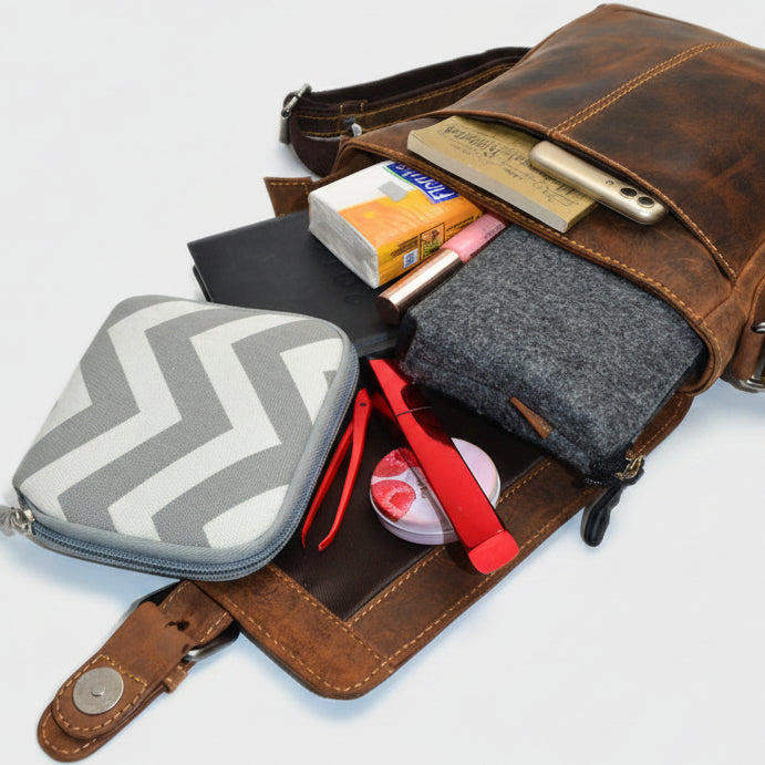 Greenburry Compact Vintage Leather Shoulder Bag. Crossbody Messenger
