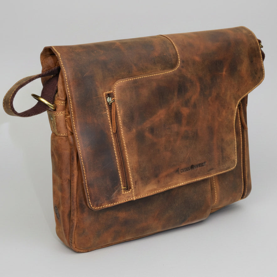 Greenburry Vintage Leather Messenger Bag. Business Briefcase for A4