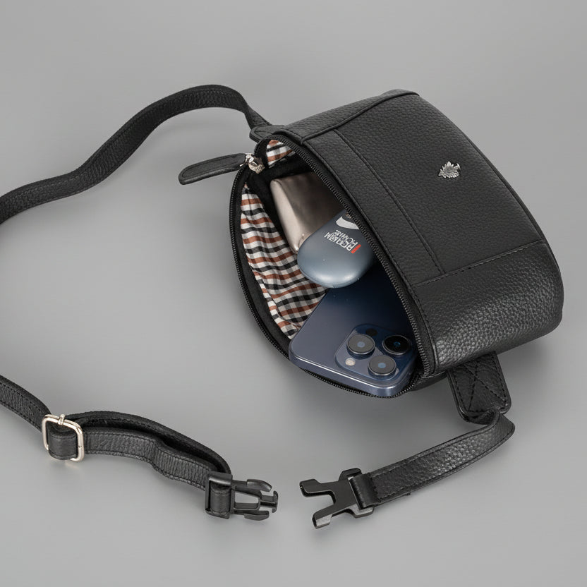 Greenwood Leather Belt Bag. Premium Top-Grain Leather Waist Pack & Crossbody Sling - Boutique of Leathers/Open Road