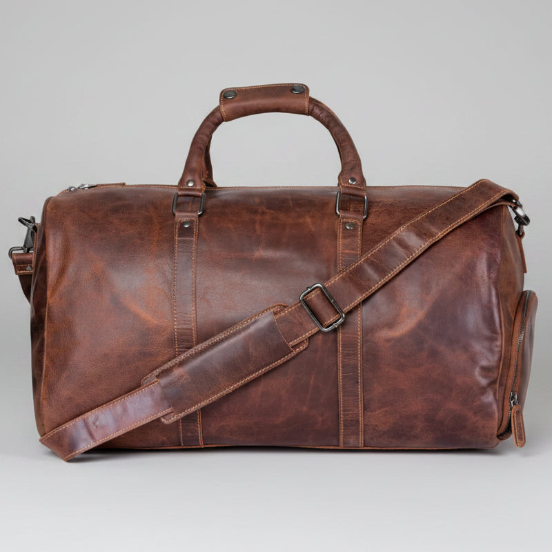 Greenwood Leather Overnight Travel Duffle Bag. Premium Weekender & Gym Companion - Boutique of Leathers/Open Road