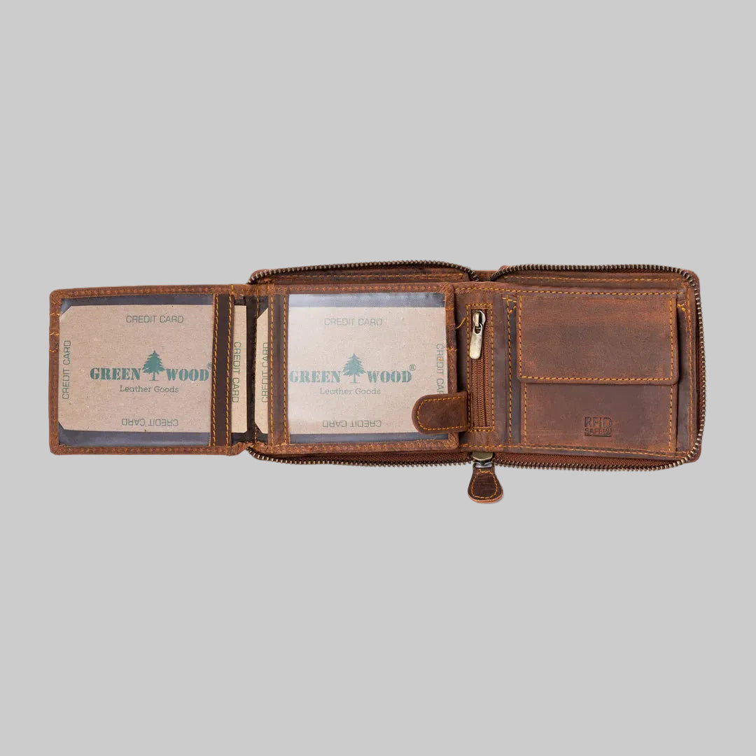 Greenwood Men's RFID Zip Around Wallet