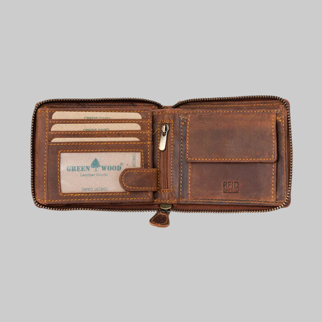 Greenwood Men's RFID Zip Around Wallet