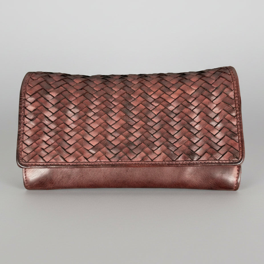 MET Women’s Leather Basket Weave Wallet. Artisan Woven Multi-Card Organizer - Boutique of Leathers/Open Road