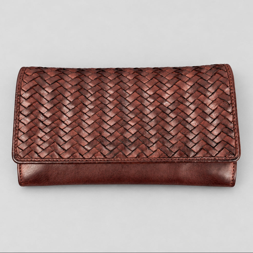 MET Women’s Leather Basket Weave Wallet. Artisan Woven Multi-Card Organizer - Boutique of Leathers/Open Road