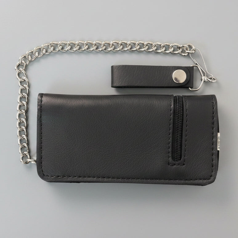 Men’s Leather Motorcycle Chain Wallet. Outside Zipper Edition