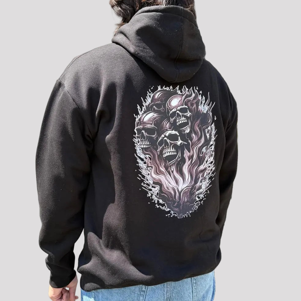 Open Road Men's Four Skulls on Fire Graphic Hoodie
