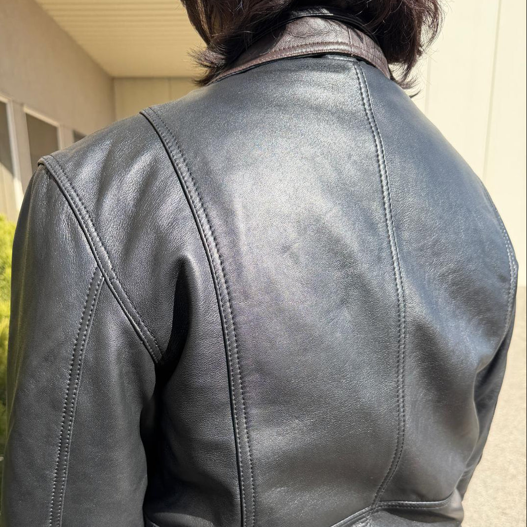 BOL Men's Double Collar Leather Bomber Jacket