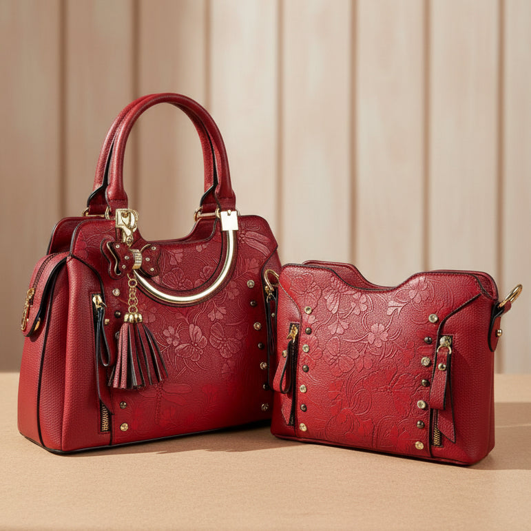 Temptation Italy Small Faux Leather Crossbody. Floral & Butterfly Embossed Bag - Boutique of Leathers/Open Road