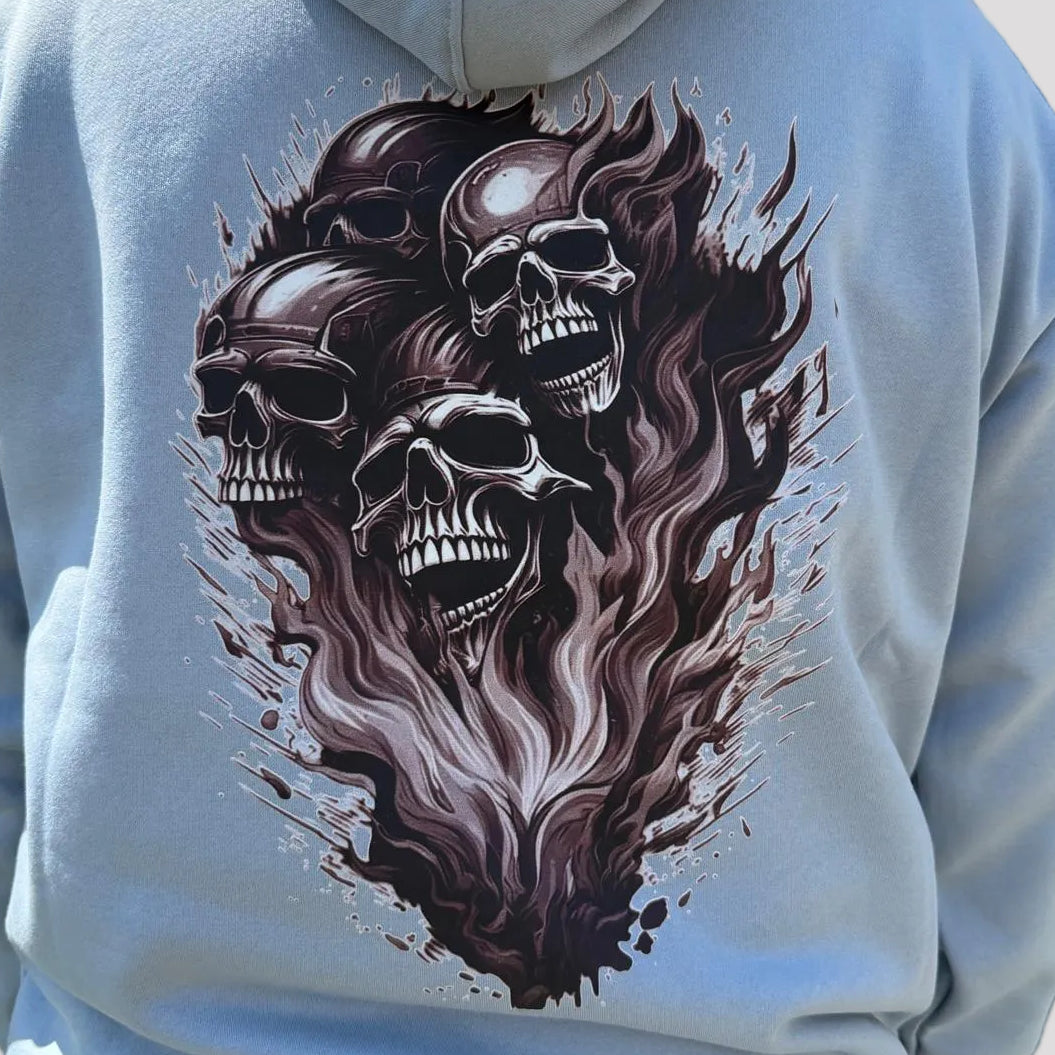 Open Road Men's Four Skulls on Fire Graphic Hoodie