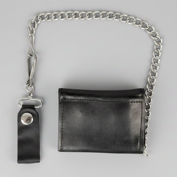 Men’s Leather Trifold Chain Wallet. Live to Ride, Ride to Live