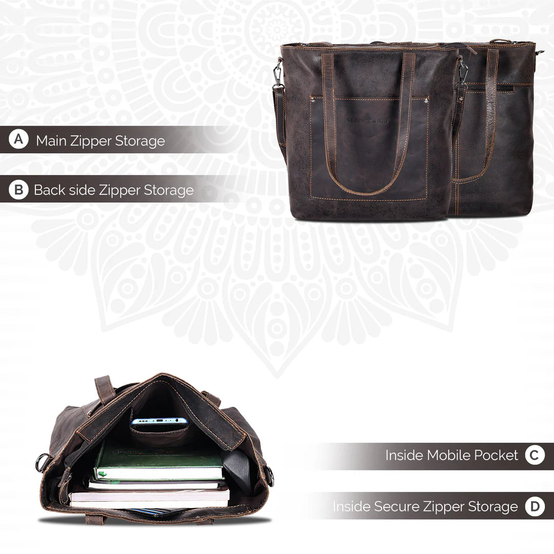 Greenwood Leather Classic Leather Tote Bag - Boutique of Leathers/Open Road
