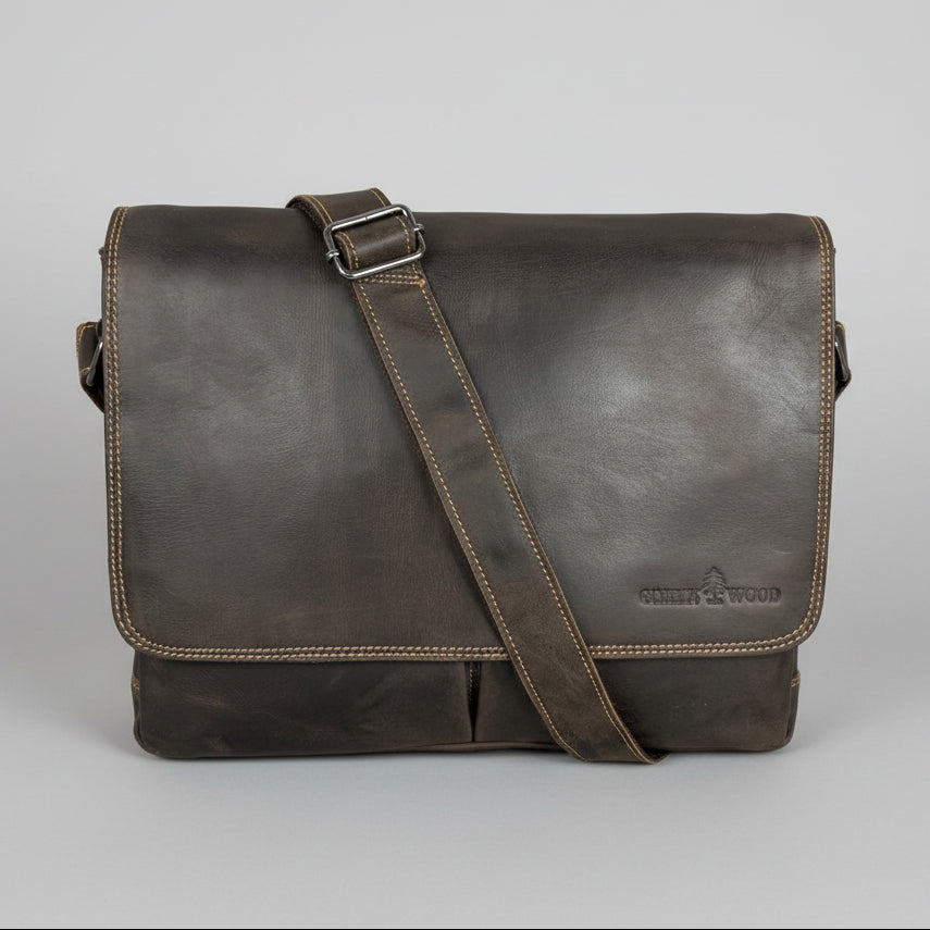 Greenwood Leather Laptop Bag. Premium Waxed Full-Grain Leather Briefcase for 16" Laptops - Boutique of Leathers/Open Road