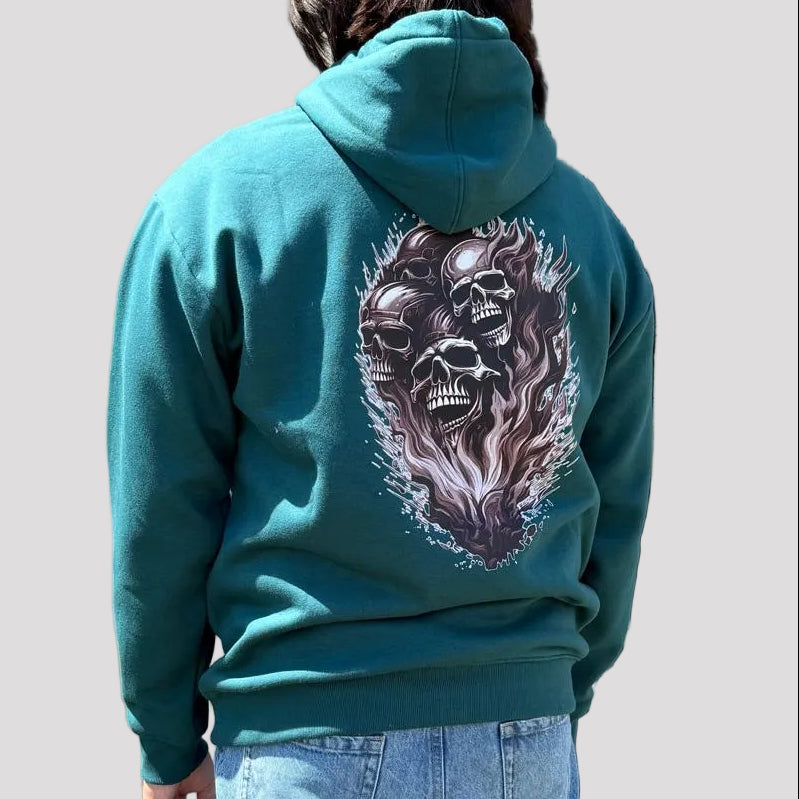 Open Road Men's Four Skulls on Fire Graphic Hoodie