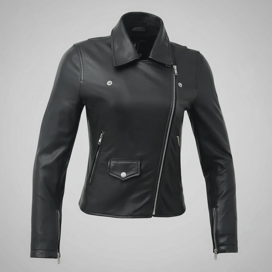 Women’s Lightweight Leather Fashion Jacket | Soft Naked Cowhide Casual Moto Style