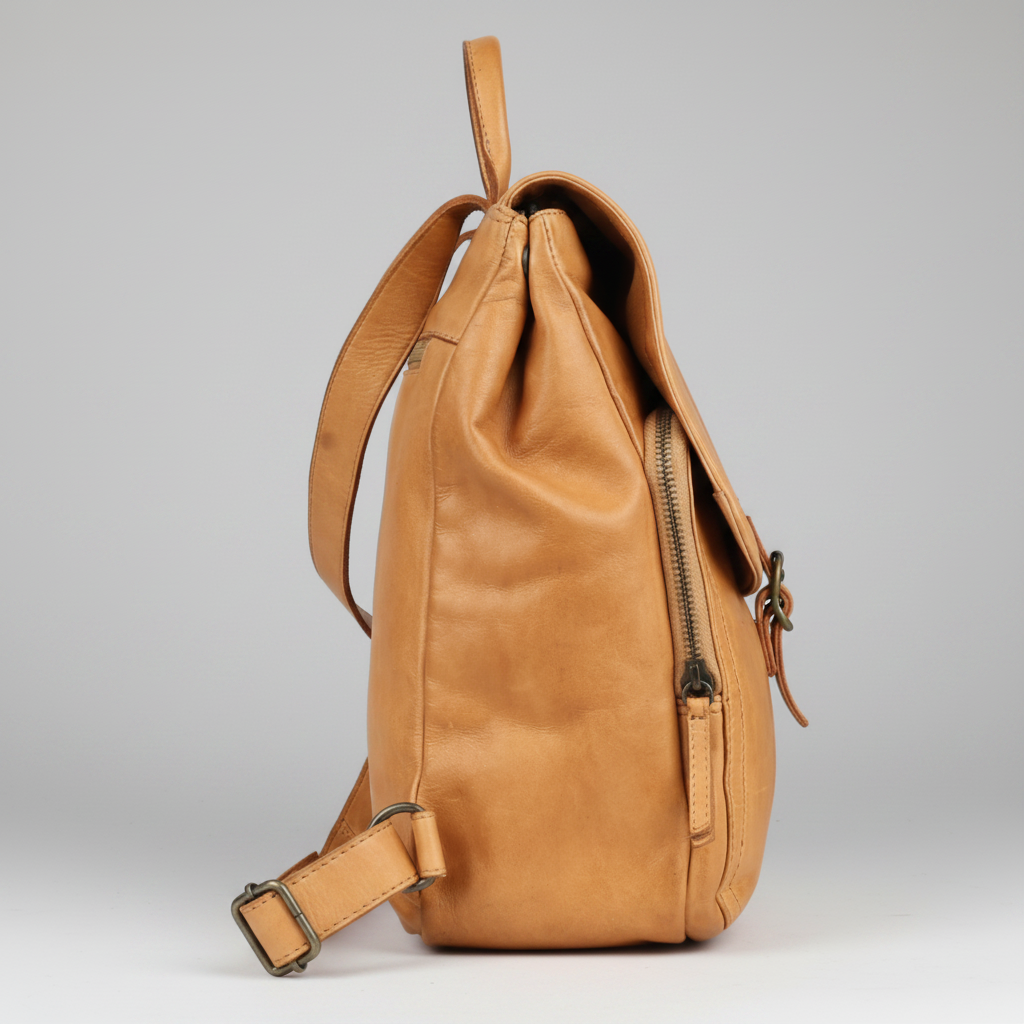 MET Classic Women's Leather Backpack Purse. Genuine Cow Leather Flap Bag