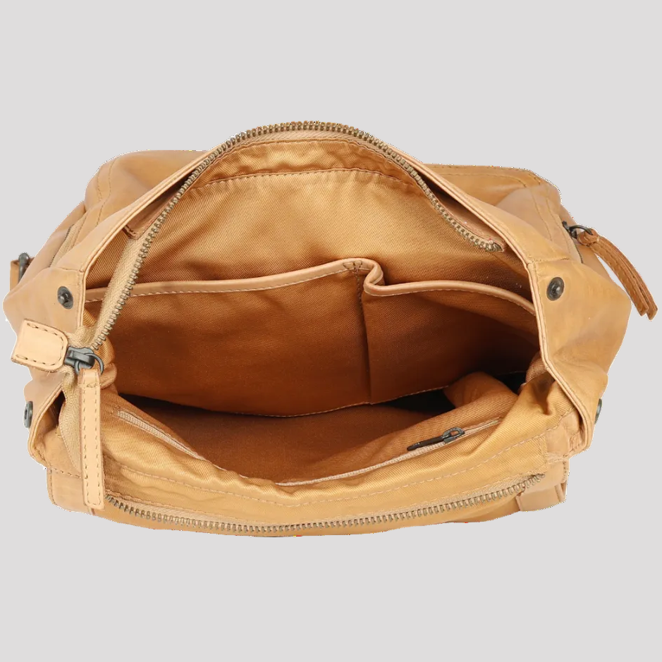 MET Classic Women's Leather Backpack Purse. Genuine Cow Leather Flap Bag