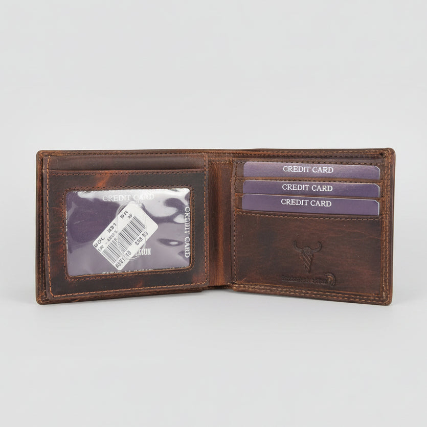Men’s Genuine Cow Leather Bifold Wallet. Embossed Horse Design with RFID Protection - Boutique of Leathers/Open Road