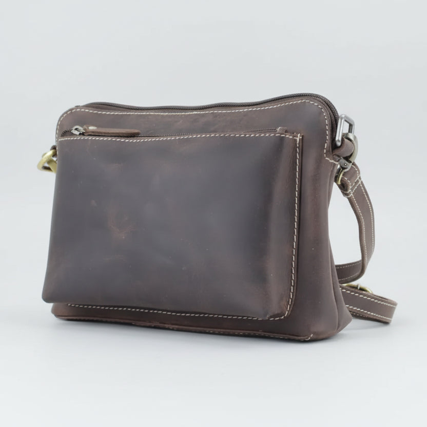 Hunter Leather Front Pocket Crossbody Bag