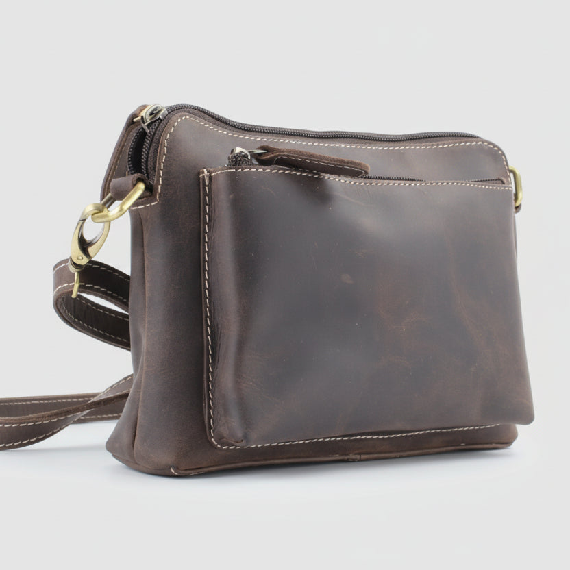 Hunter Leather Front Pocket Crossbody Bag