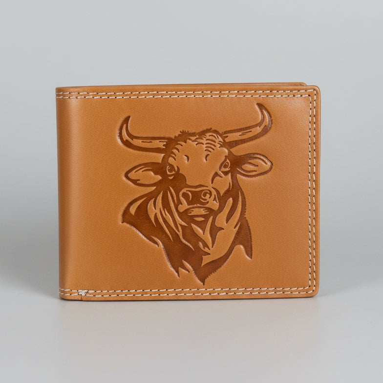 Men’s Steer Embossed Bifold Leather Wallet - Boutique of Leathers/Open Road