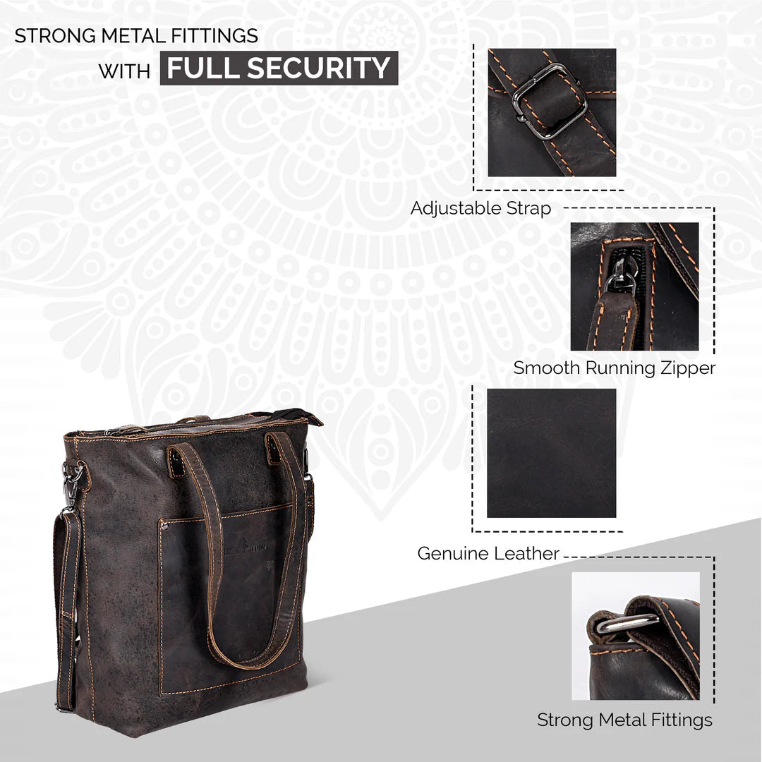 Greenwood Leather Classic Leather Tote Bag - Boutique of Leathers/Open Road