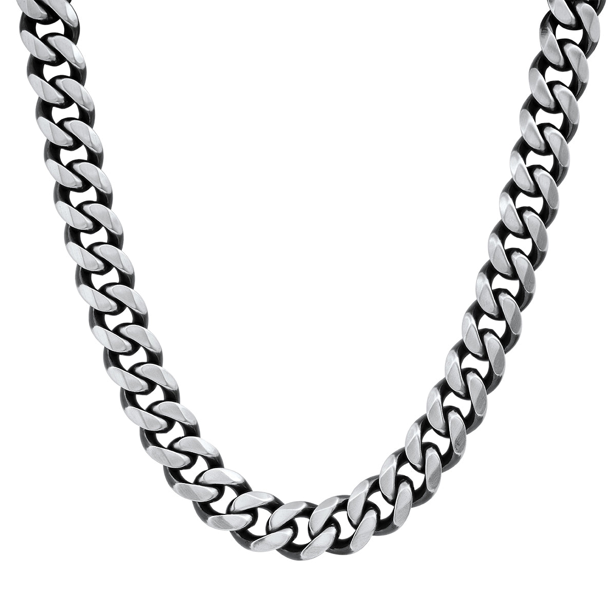 Men’s Gunmetal Stainless Steel Cuban Chain Necklace. Heavy-Duty Biker Style