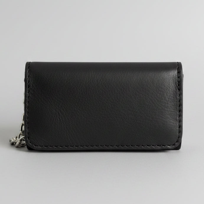 Men’s Leather Motorcycle Chain Wallet with Embossed Wings