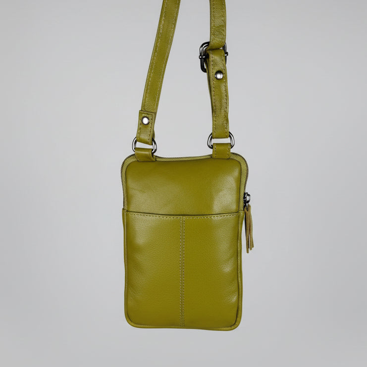 Greenwood Leather Compact Mini Crossbody. Slim Full-Grain Leather Phone Bag & Travel Organizer - Boutique of Leathers/Open Road