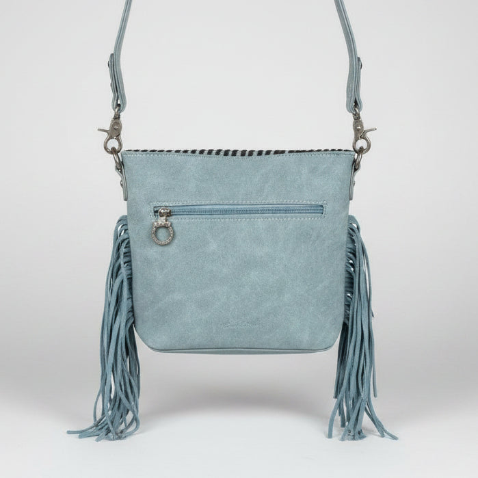 Montana West Tooled Aztec Concho Crossbody. Western Fringe Bag with Floral Strap