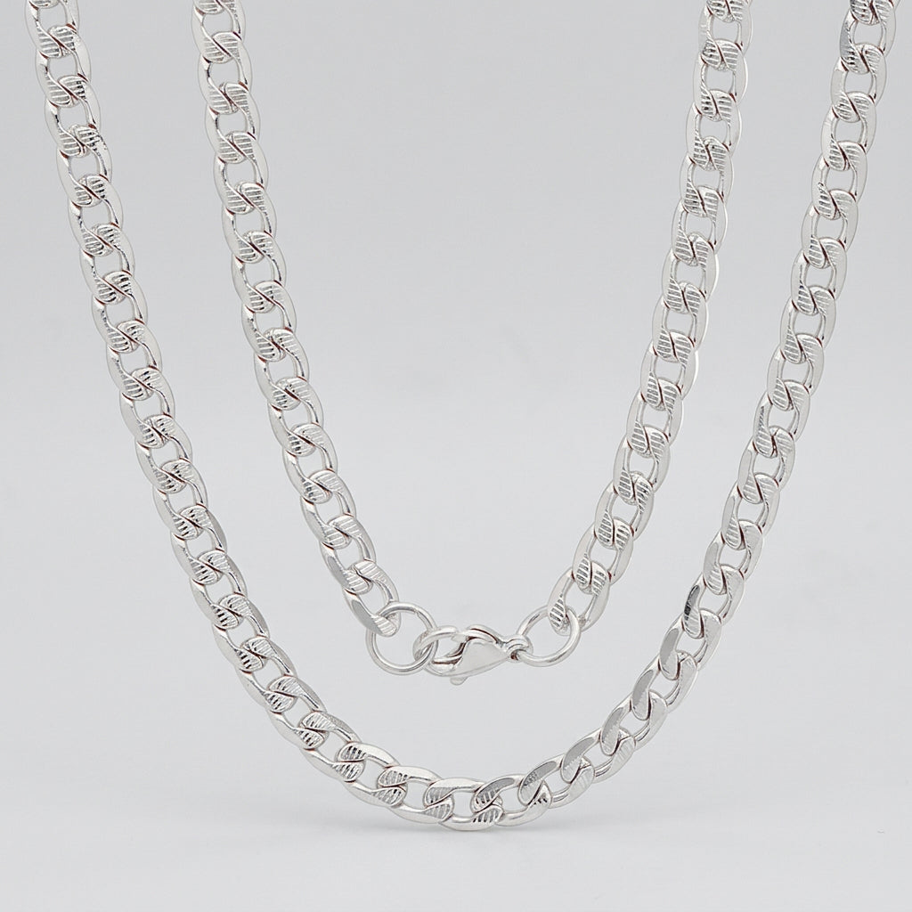 Men’s 6mm Stainless Steel Accented Cuban Link Chain. 24" Biker Necklace - Boutique of Leathers/Open Road