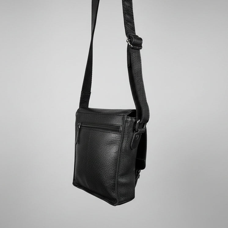 Greenwood Leather Small Messenger Bag. Genuine PDM Leather Vertical Crossbody with Buckle Flap - Boutique of Leathers/Open Road