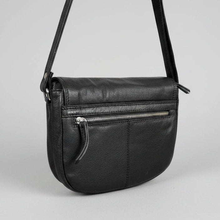 MET Premium Leather Crossbody Bag. Soft Genuine Leather Flap Purse with Adjustable Strap