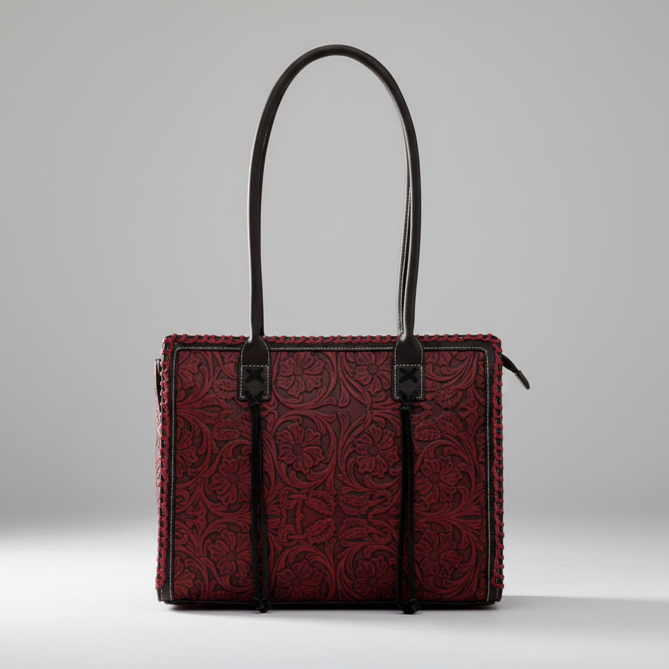 Montana West Vintage Tooled Tote Bag. Floral Embossed Western Handbag - Boutique of Leathers/Open Road
