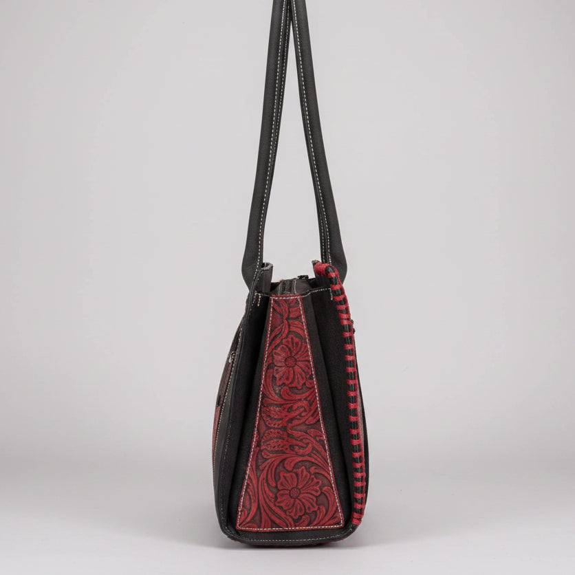 Montana West Vintage Tooled Tote Bag. Floral Embossed Western Handbag - Boutique of Leathers/Open Road